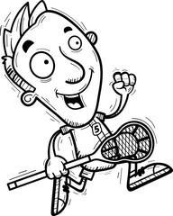 Cartoon Lacrosse Player Running