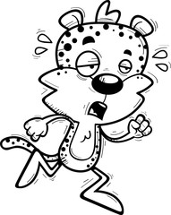 Exhausted Cartoon Male Leopard
