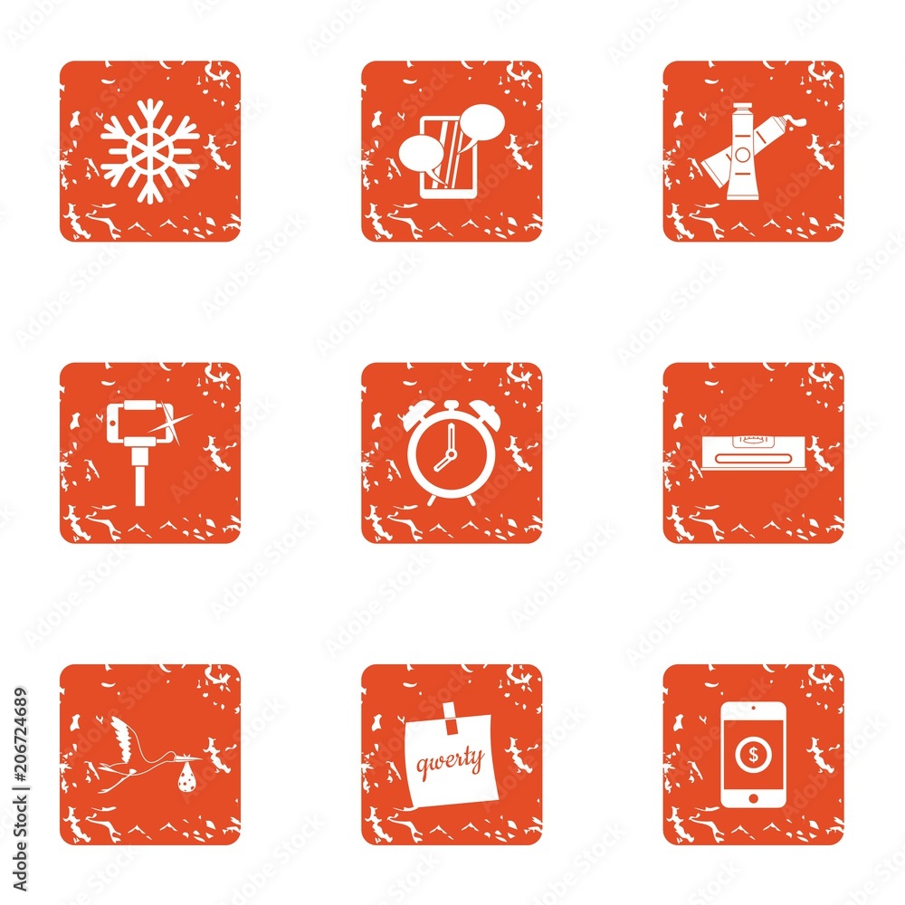 Poster memory lane icons set. grunge set of 9 memory lane vector icons for web isolated on white background