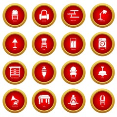 Interior furniture icons set. Simple illustration of 16 interior furniture vector icons for web