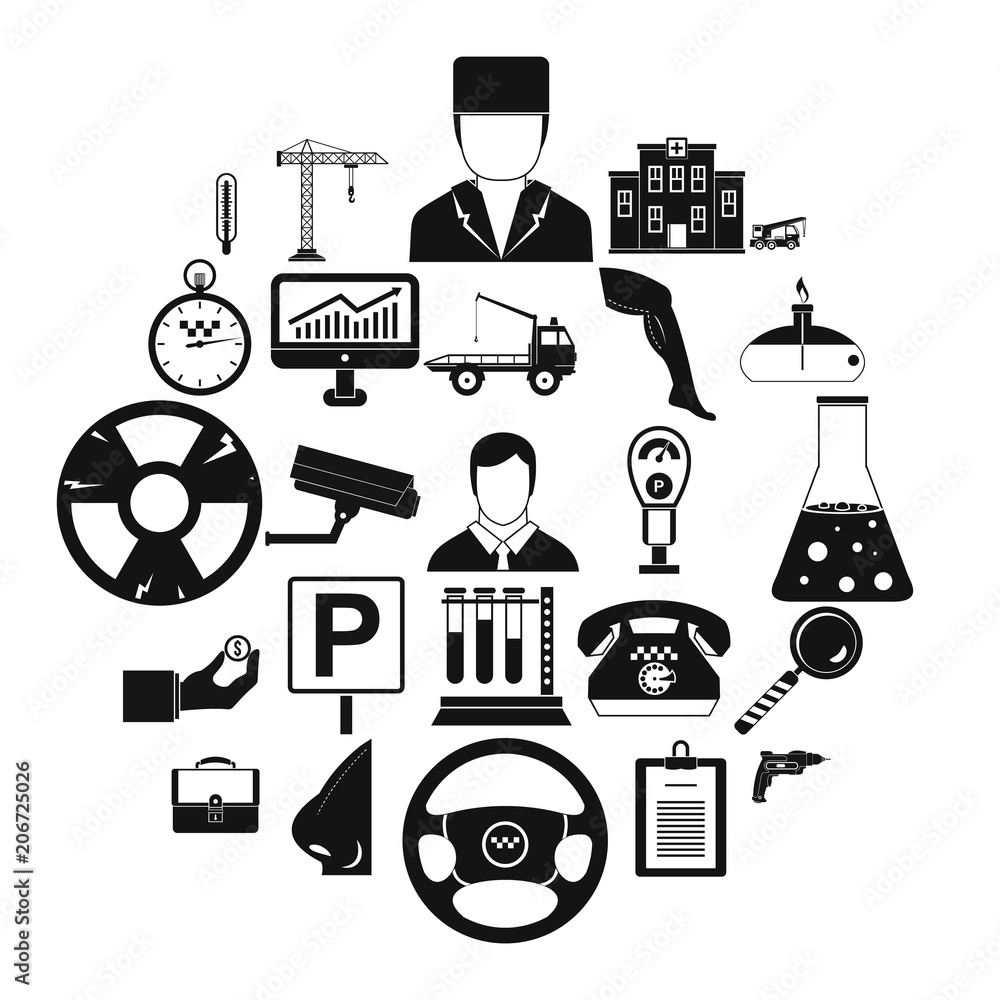Poster working quarter icons set. simple set of 25 working quarter vector icons for web isolated on white b