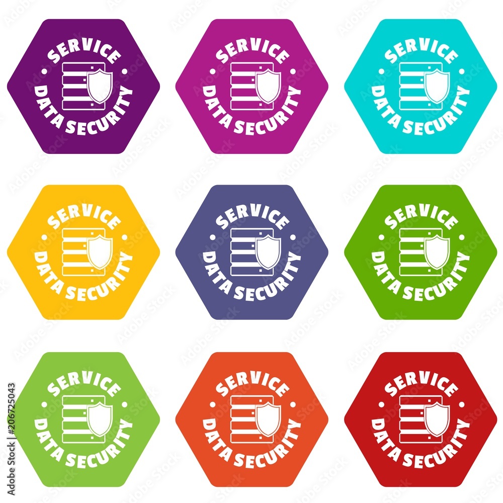 Aufkleber service data security icons 9 set coloful isolated on white for web