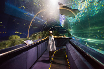 Woman in the oceanarium