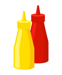 Mustard and ketchup icon. Fastfood isolated. Sweet food and junk food concept. vector