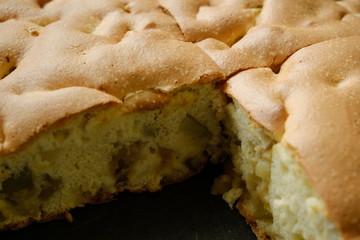 Pieces of sliced delicious apple pie