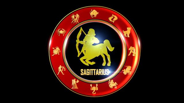 Zodiac sign   It`s Nice rotating 3d golden Zodiac sign (Indian astrology) with transparency