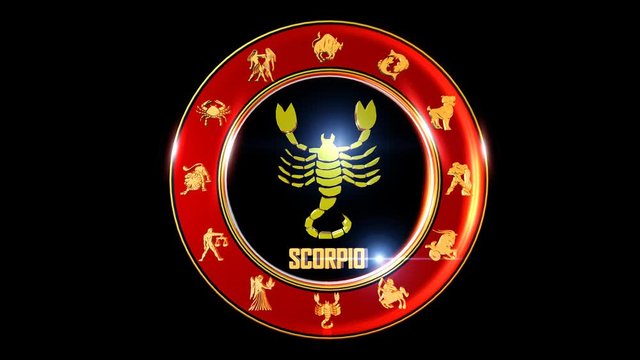 Zodiac sign   It`s Nice rotating 3d golden Zodiac sign (Indian astrology) with transparency