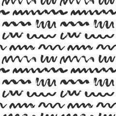 Vector creative seamless pattern with hand drawn brush waves