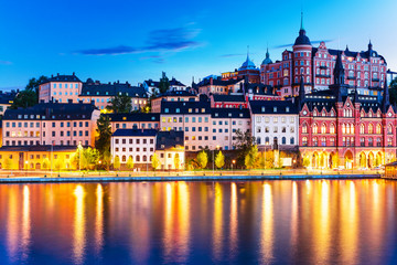 Fototapeta na wymiar Evening scenery of the Old Town in Stockholm, Sweden