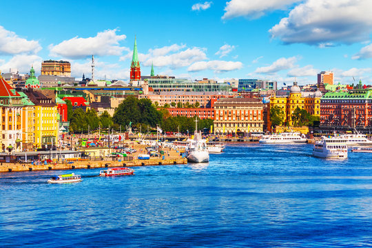 Scenic summer panorama of Stockholm, Sweden