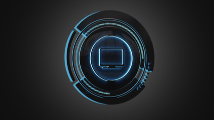 Shinny technologic computer button isolated on an uniform background - 3d render