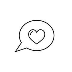 like symbol and speech bubble with heart line black icon