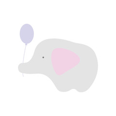 Elephant vector icon. Gray elephant with ballon  vector icon