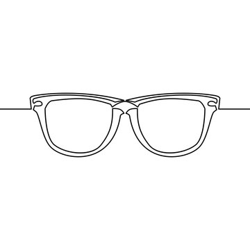 one line drawing of isolated vector eye glasses