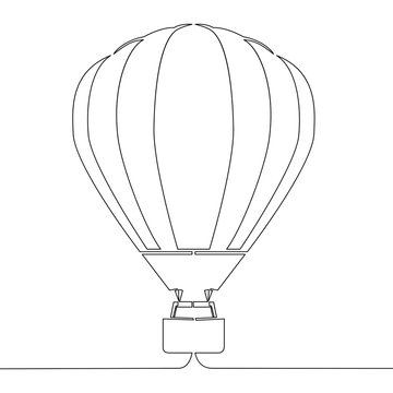 Continuous line drawing hot air balloon vector