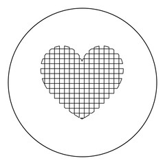 Heart with square icon black color in circle