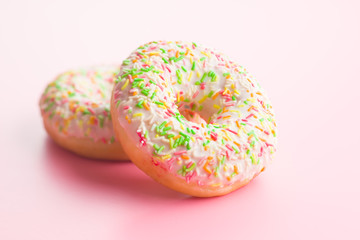 Sweet sprinkled donuts.