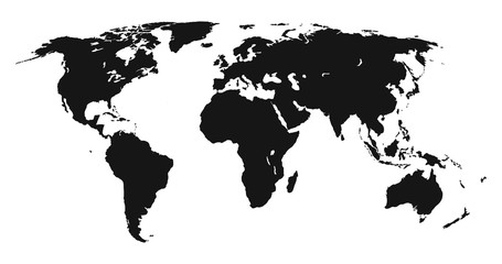 Black silhouette isolated World map