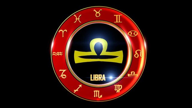 Zodiac sign   It`s Nice rotating 3d golden Zodiac sign (Western astrology) with transparency