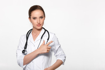 woman doctor showing something