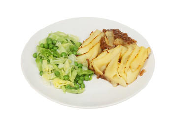 Cottage pie cabbage and peas
