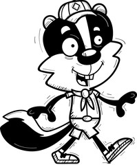 Cartoon Male Skunk Scout Walking