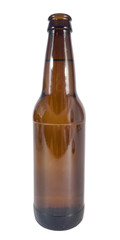 Isolated empty brown beer bottle.