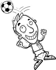 Cartoon Soccer Player Heading Ball