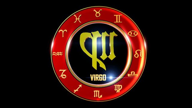 Zodiac sign   It`s Nice rotating 3d golden Zodiac sign (Western astrology) with transparency