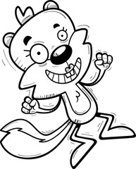 Cartoon Female Squirrel Jumping