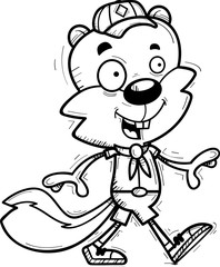 Cartoon Male Squirrel Scout Walking
