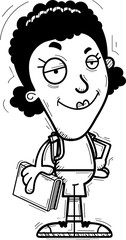 Confident Cartoon Black Woman Student