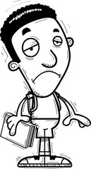 Sad Cartoon Black Man Student