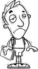 Sad Cartoon Man Student