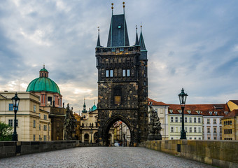 Fototapeta na wymiar Old Town Bridge Tower in Charles Bridge, Prague, Czech Republic