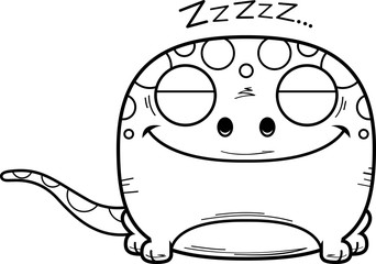 Cartoon Gecko Napping