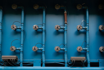 Blue Industrial Machinery with Pipes 