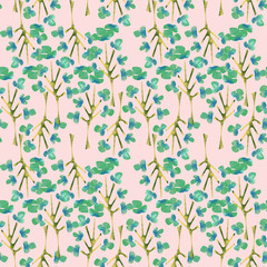 pattern con fiorellini acquerello su sfondo rosa