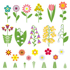 Set of wildflowers icons. Objects isolated on a white background.
