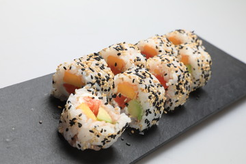 Sushi set on black