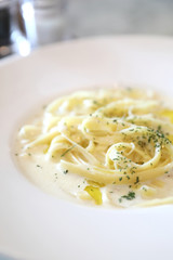 fettucini pasta with cheese , italian food