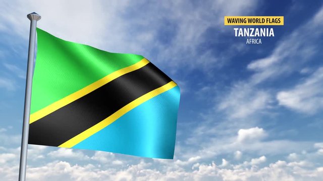 3D flag animation of Tanzania.