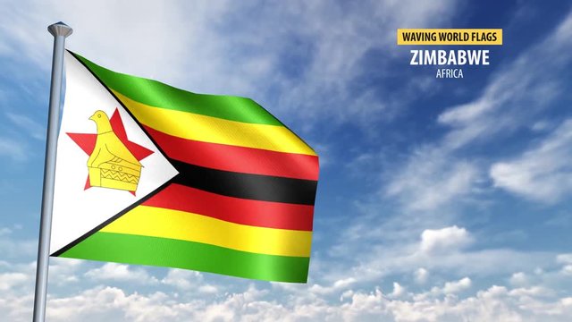 3D flag animation of Zimbabwe.