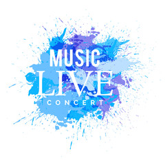 Neon Live Music Concert Acoustic Party Poster Background Template with text sign spotlight and stage.