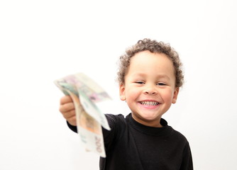  boy with paper money