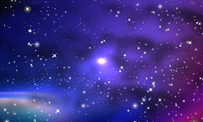 Many nebulae and stars in the galaxy