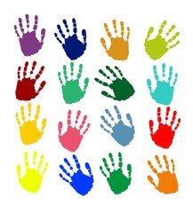 Obraz premium Multicolored prints of hands