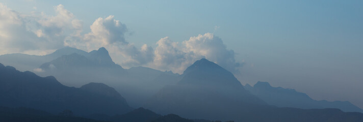 Kemer, Antalya, mountains landscape in a fog