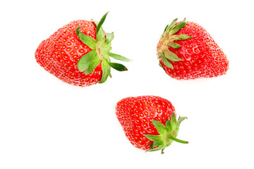 Strawberries isolated on white background. Top view. Flat lay pattern