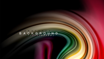 Abstract wave lines fluid rainbow style color stripes on black background